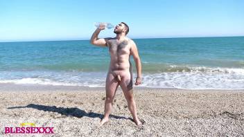 Straight male walking along the nude beach - Magic Javi